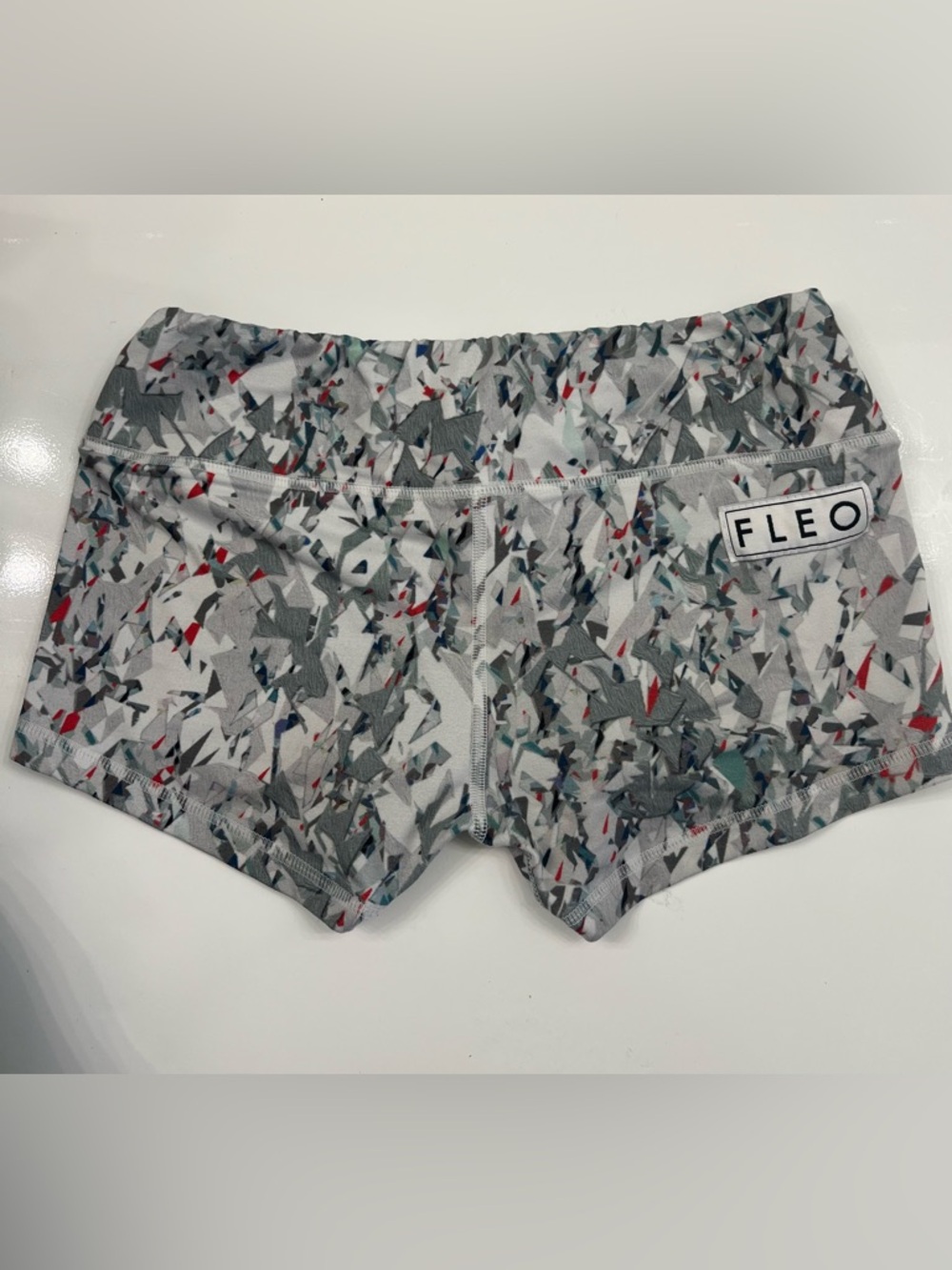 Fleo Women’s Gray Confetti Athletic Shorts with Multi-Color Flecks